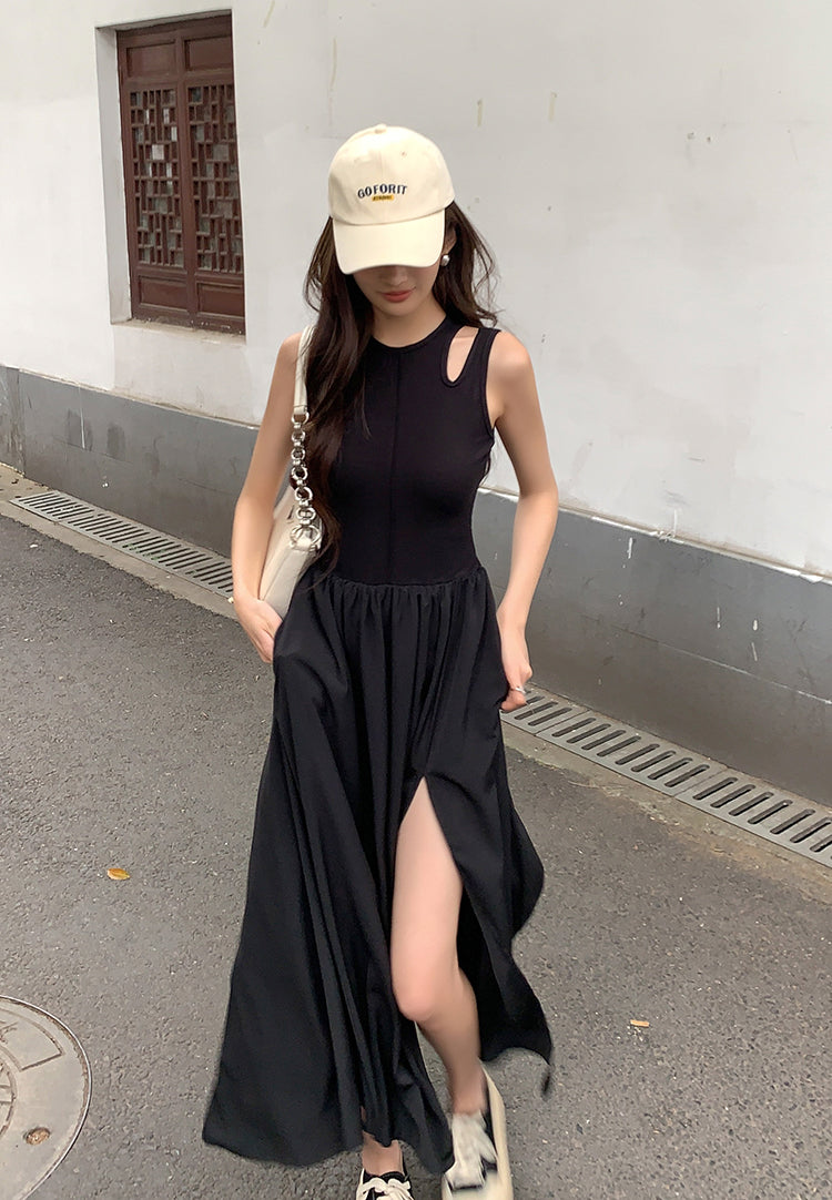Fri. 設計感背心連身裙 黑