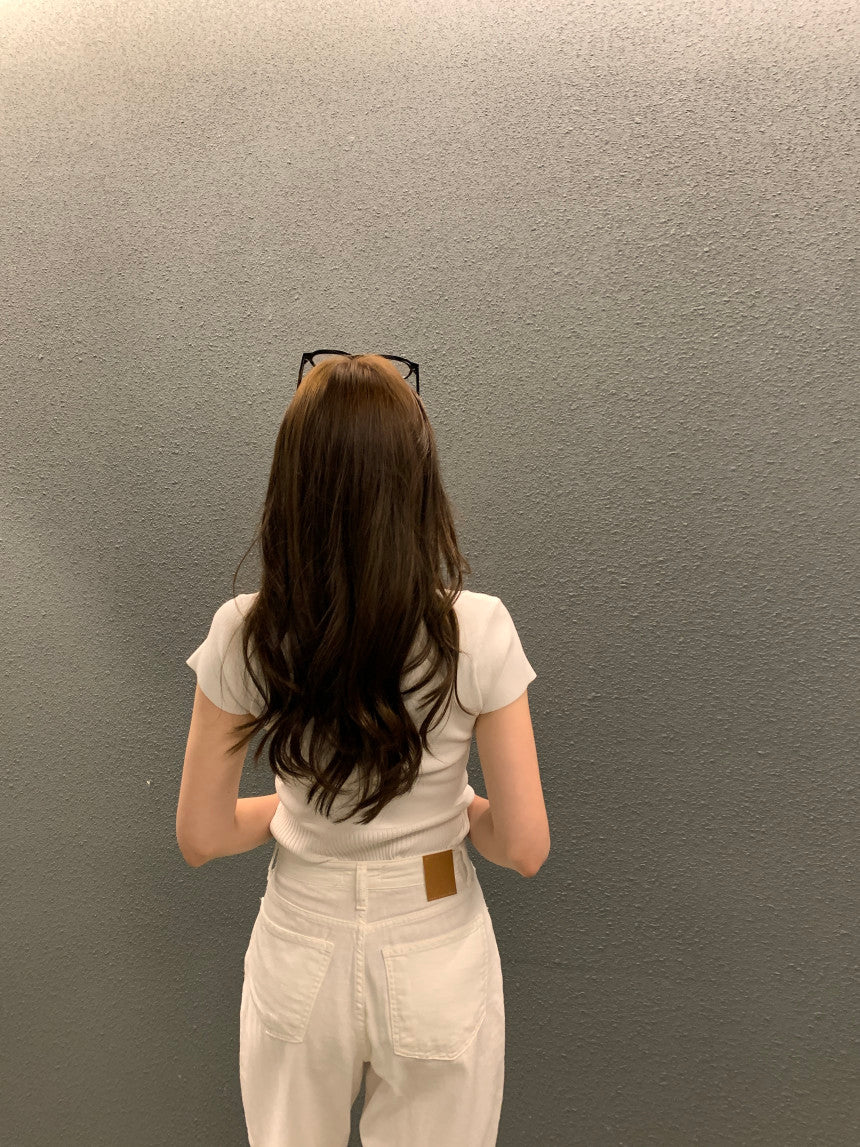 Thu. 方領針織短袖上衣 5色 白