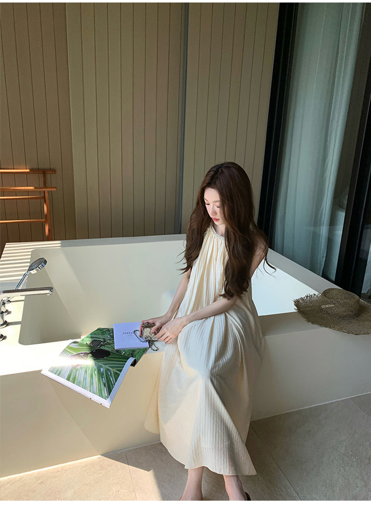 Sun. 慵懶肌理紋連身裙