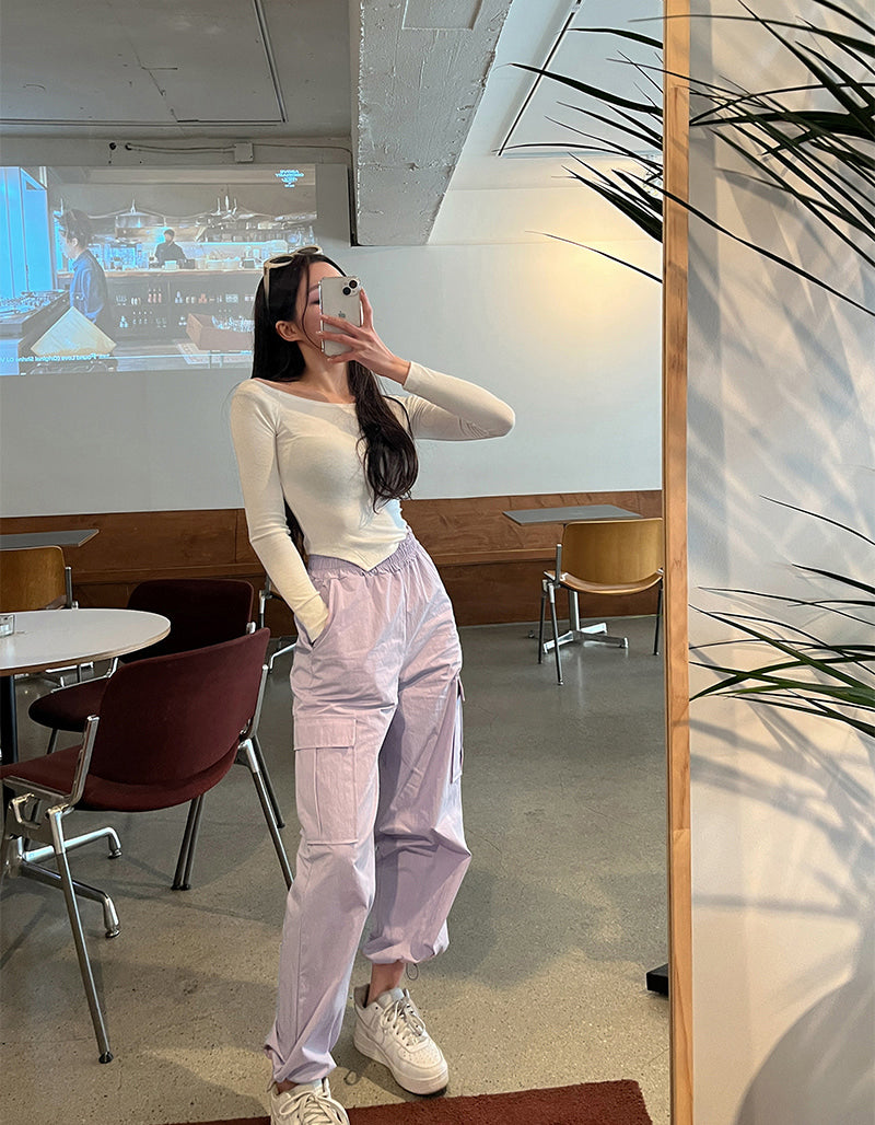 Wed.必買超顯瘦工裝褲Purple