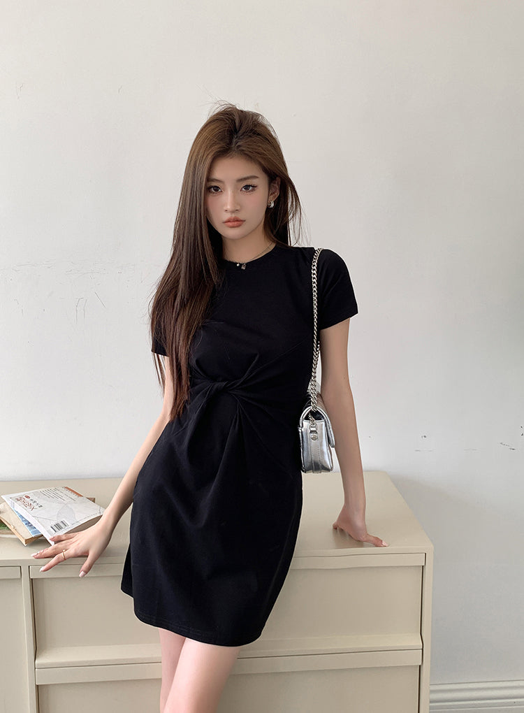 Wed. 收腰休閒連身裙 黑