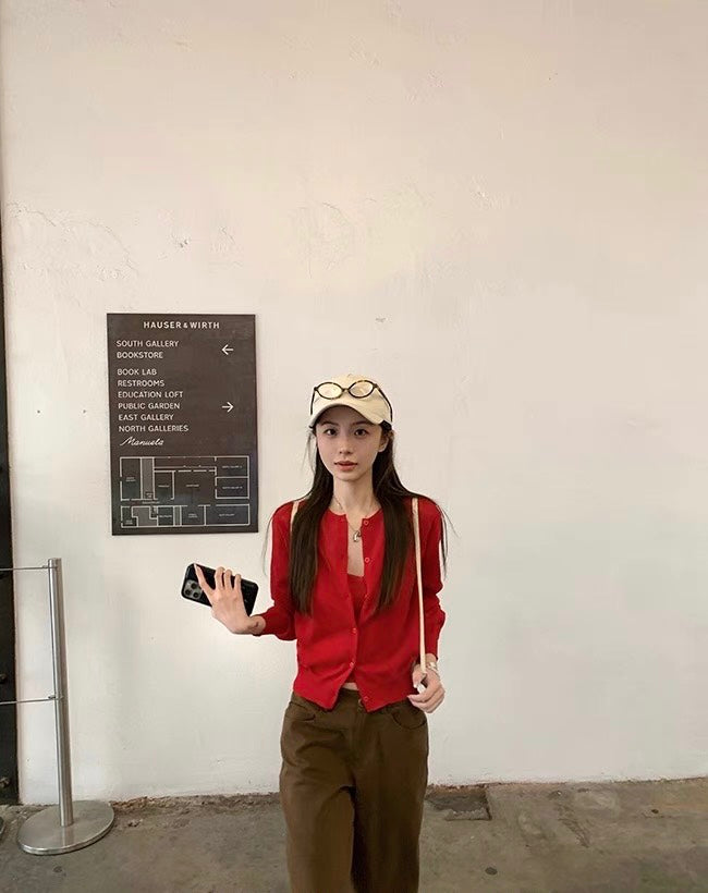 Mon. 百搭簡約美式直筒修身工裝褲 美式咖色