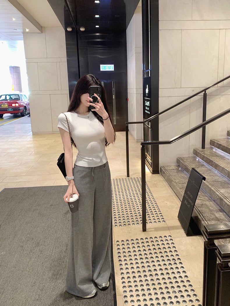 Fri. 輕鬆出行 空氣感運動休閒褲 淺灰