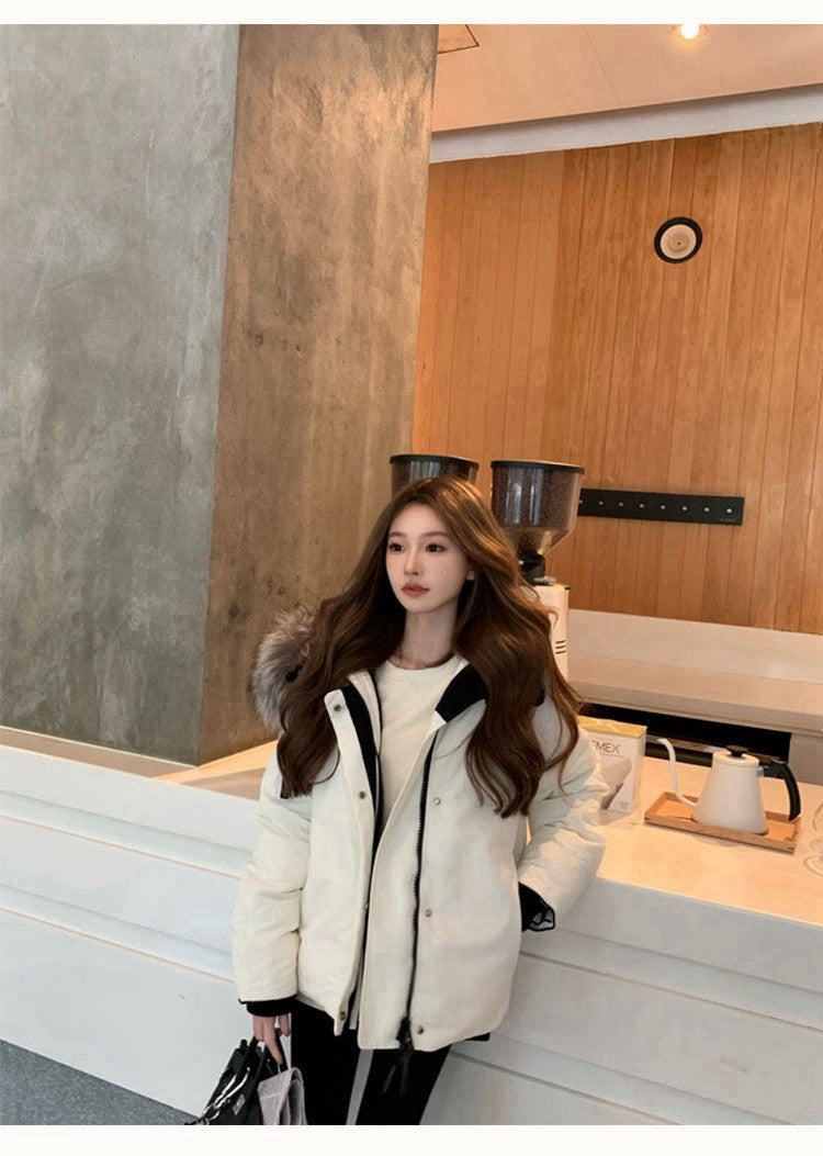 Tue. 軟chao大毛領吐司羽絨外套 白