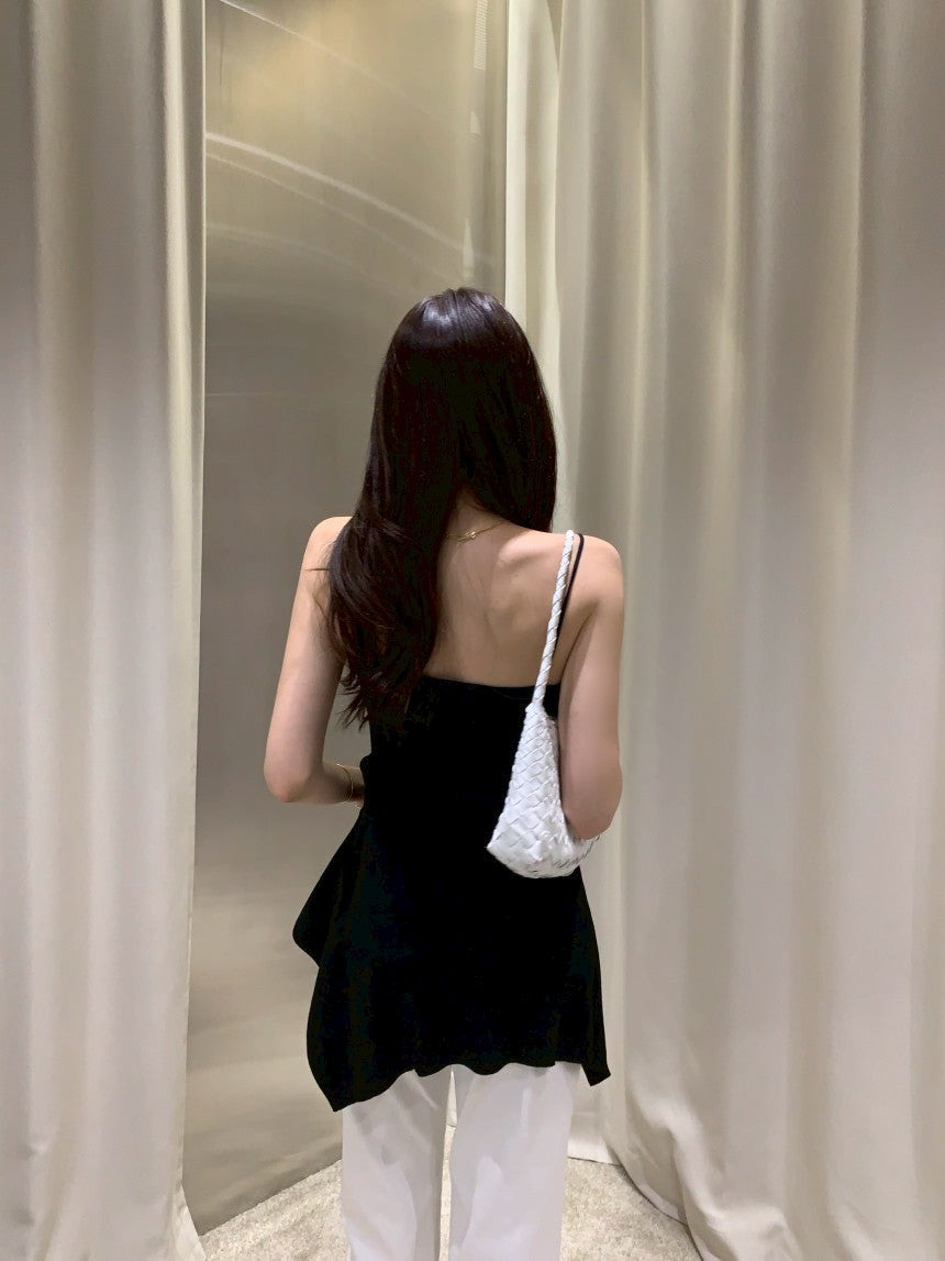 Thu. 氣質愛麗亞 簡約喇叭袖針織開衫背心2件組 白/黑