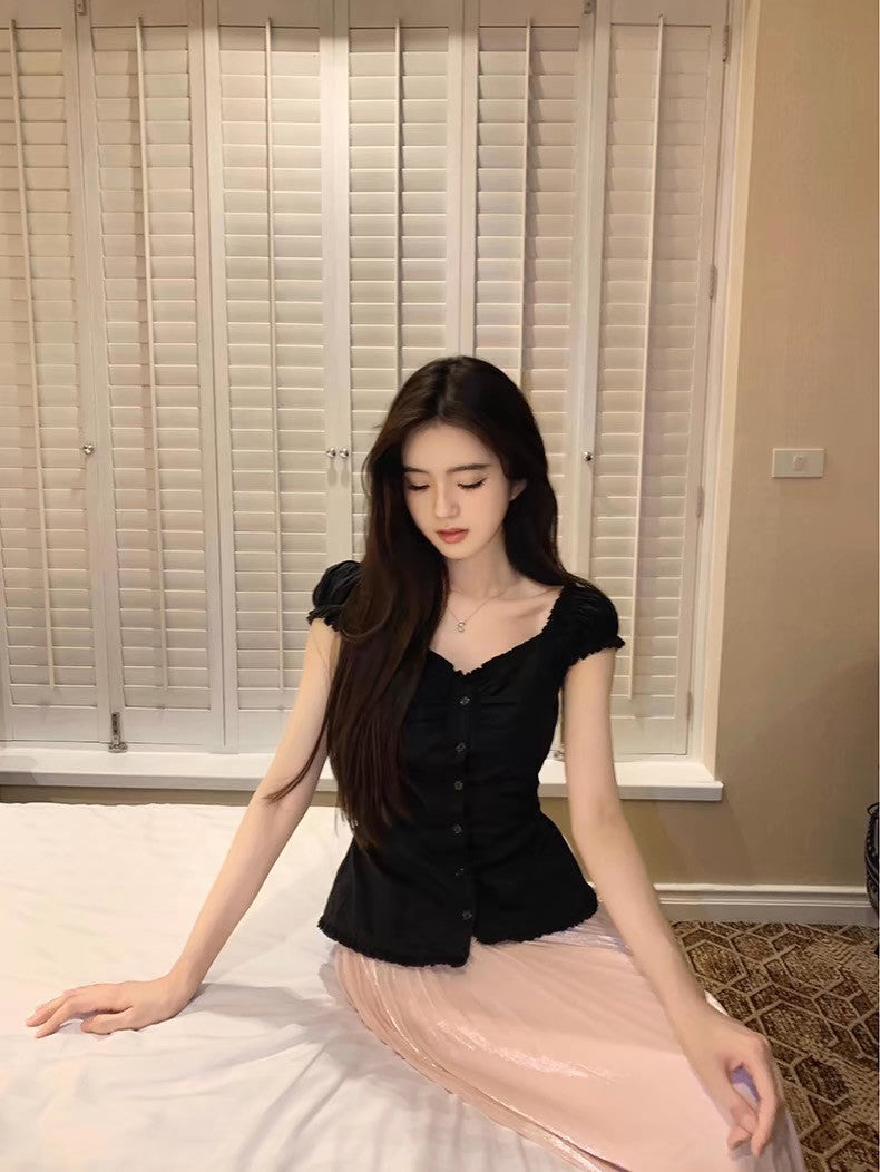 Fri. 春夏Jennie公主收腰多穿款上衣 黑