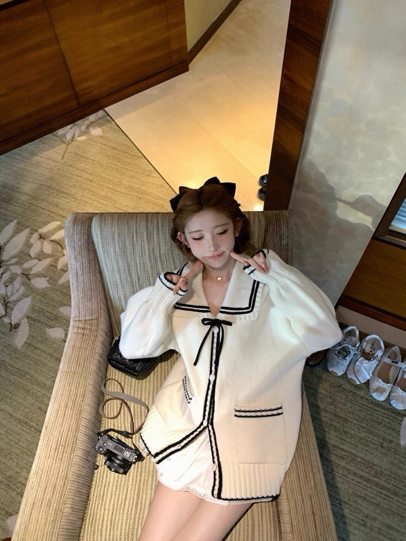 Tue. 燈塔Fp海軍風慵懶針織外套 米