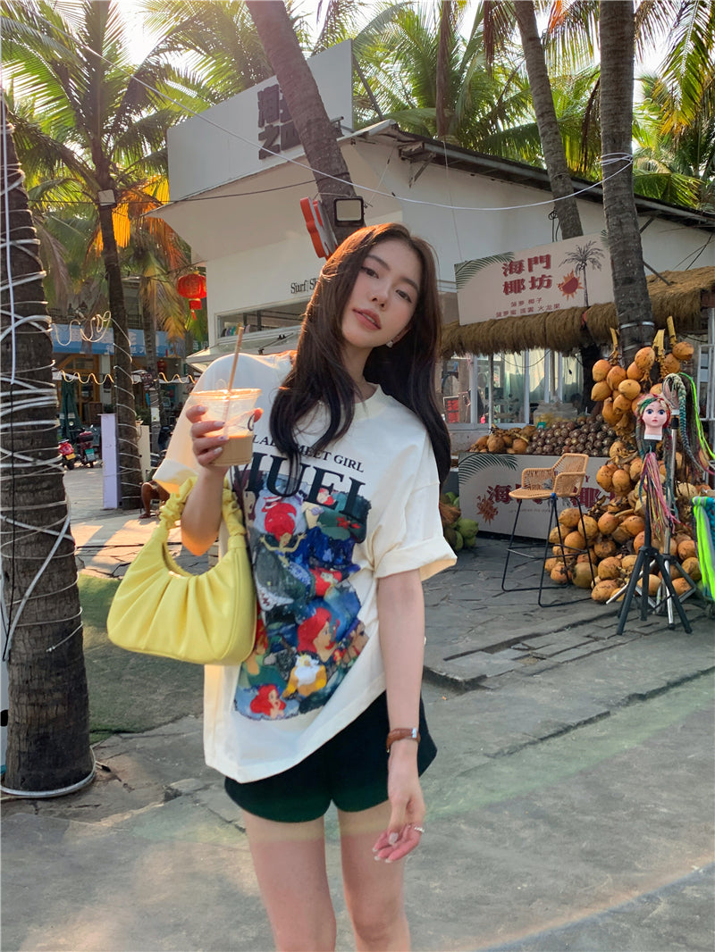 Mon. 小美人魚卡通上衣 白