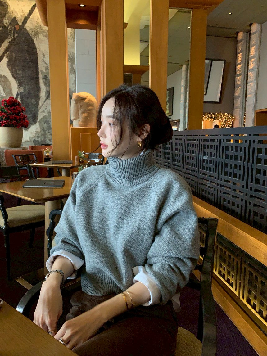 Fri. 高級感穿 高領針織毛衣(不含內搭)灰