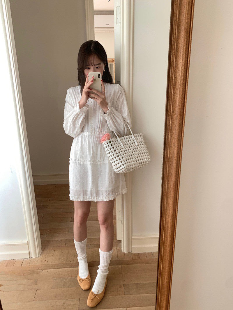 Mon. 甜心顏值娃娃領高腰襯衫裙