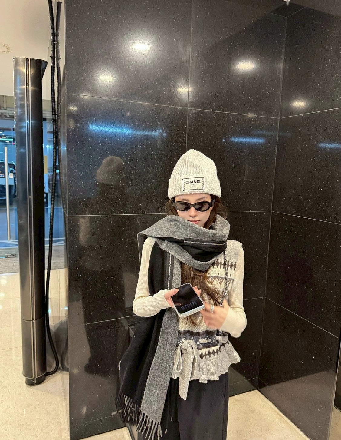 Mon. 冬日費爾島圓領羊毛花瓣針織背心