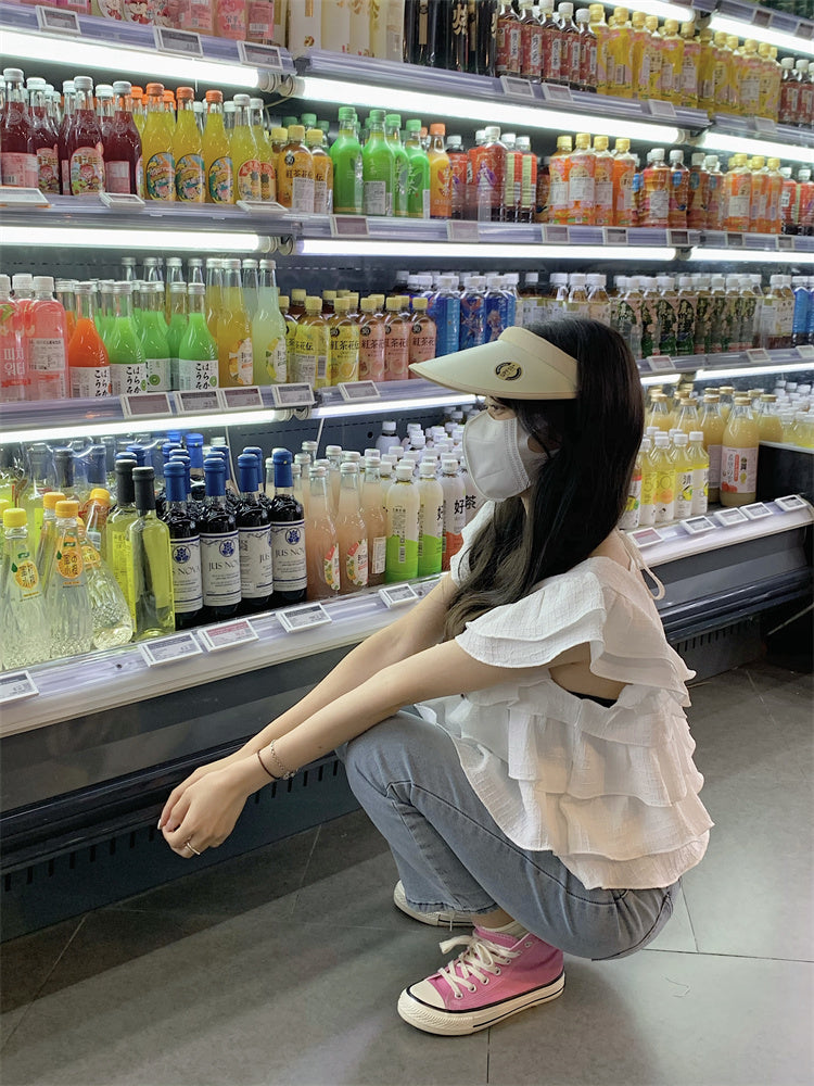 Wed. 韓國荷葉邊質感上衣 白