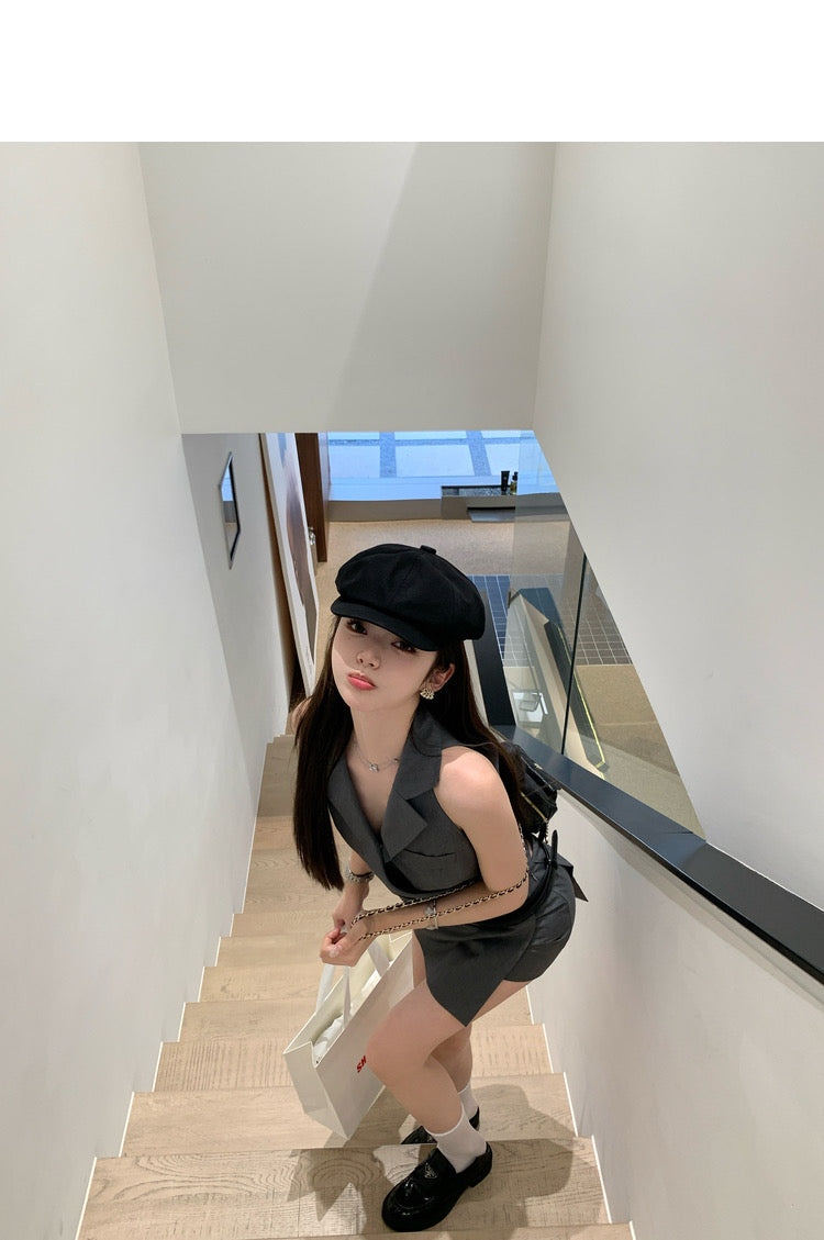 Sat. 質感Oni v領顯瘦短裙套裝
