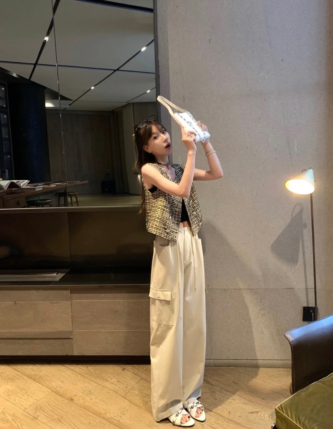 Sat. 訂製小香格紋鑽釦背心