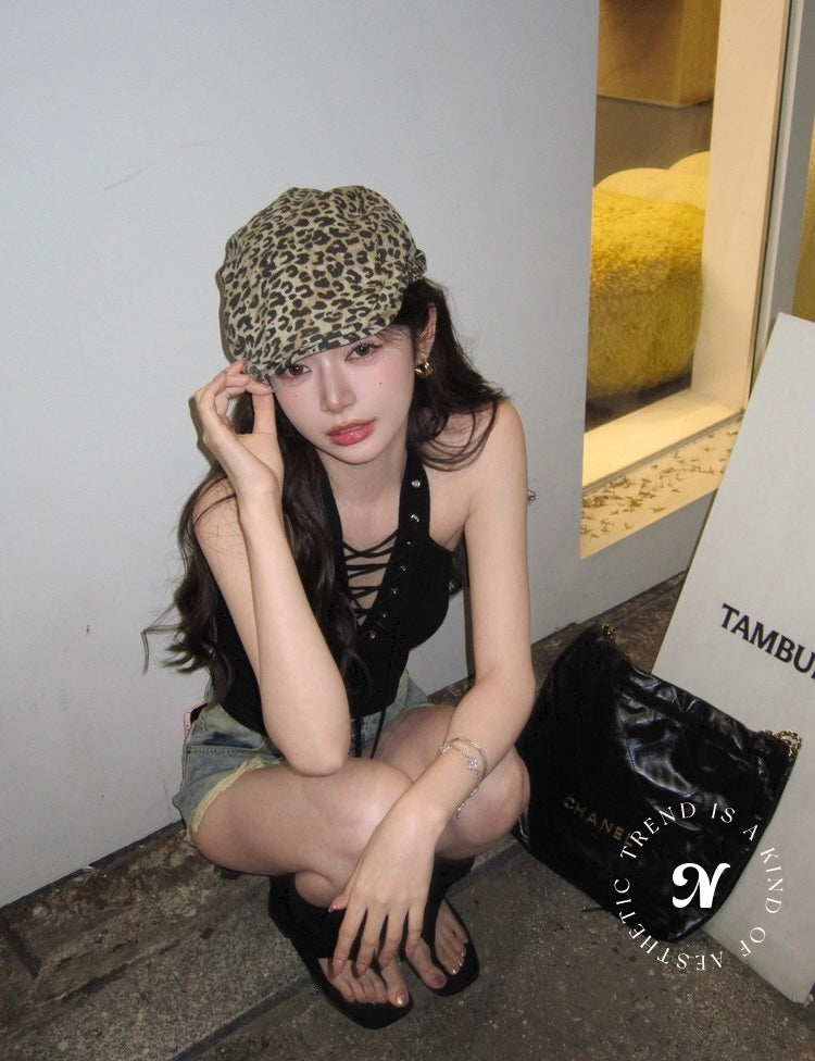 Wed. 欲辣小巴balma*n辣妹交叉綁帶削肩背心 黑