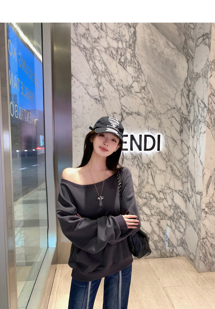 Wed. 露思休閒慵懶私服穿搭款 斜肩上衣 內搭撞色背心 短褲