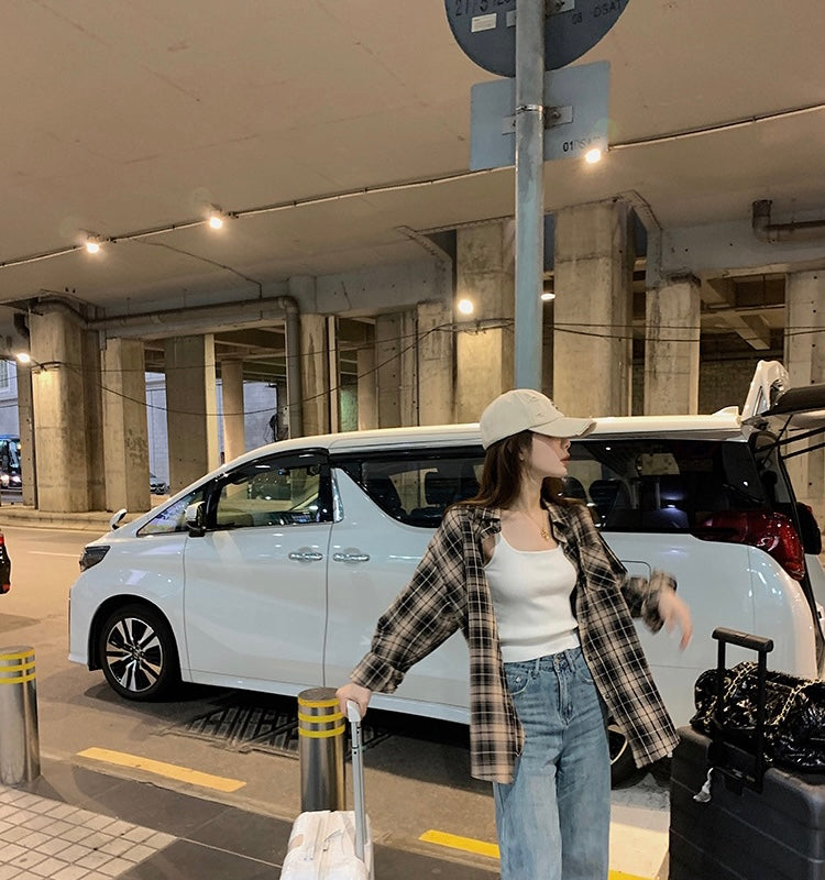 Tue. 港風寬鬆格紋襯衫