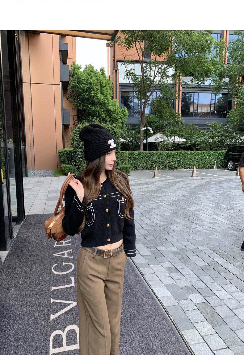 Set. 倫敦週末 老錢貴族明線設計小香針織套裝