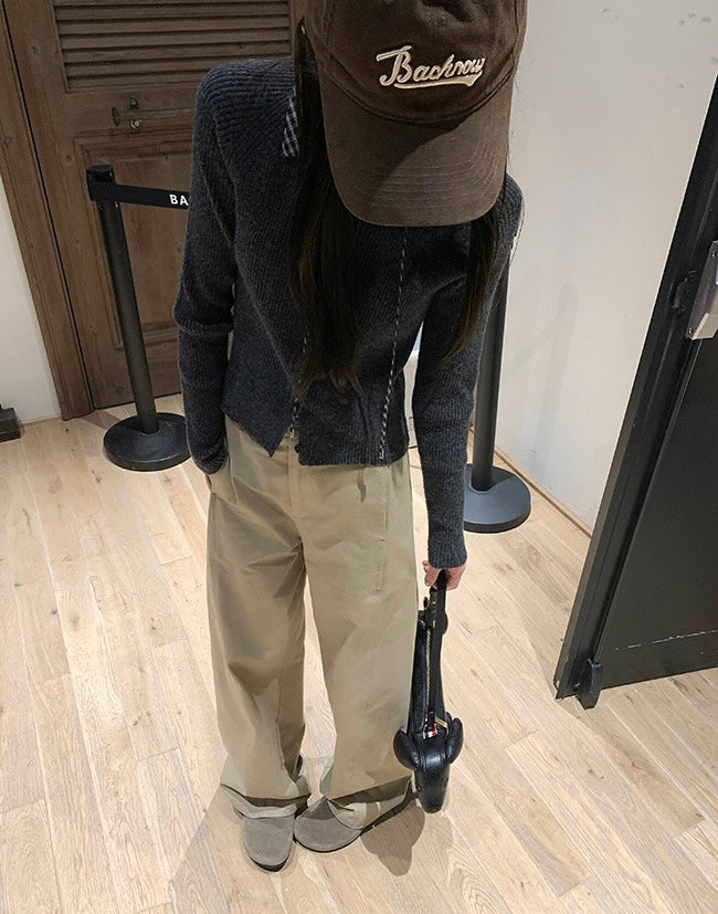 Tue. 眠眠doll 時髦撞色領可拆針織上衣 灰