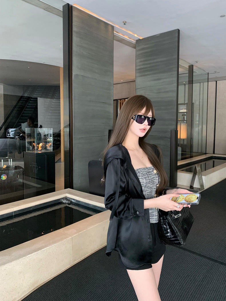 Wed. 老錢casual 緞面連帽上衣 黑