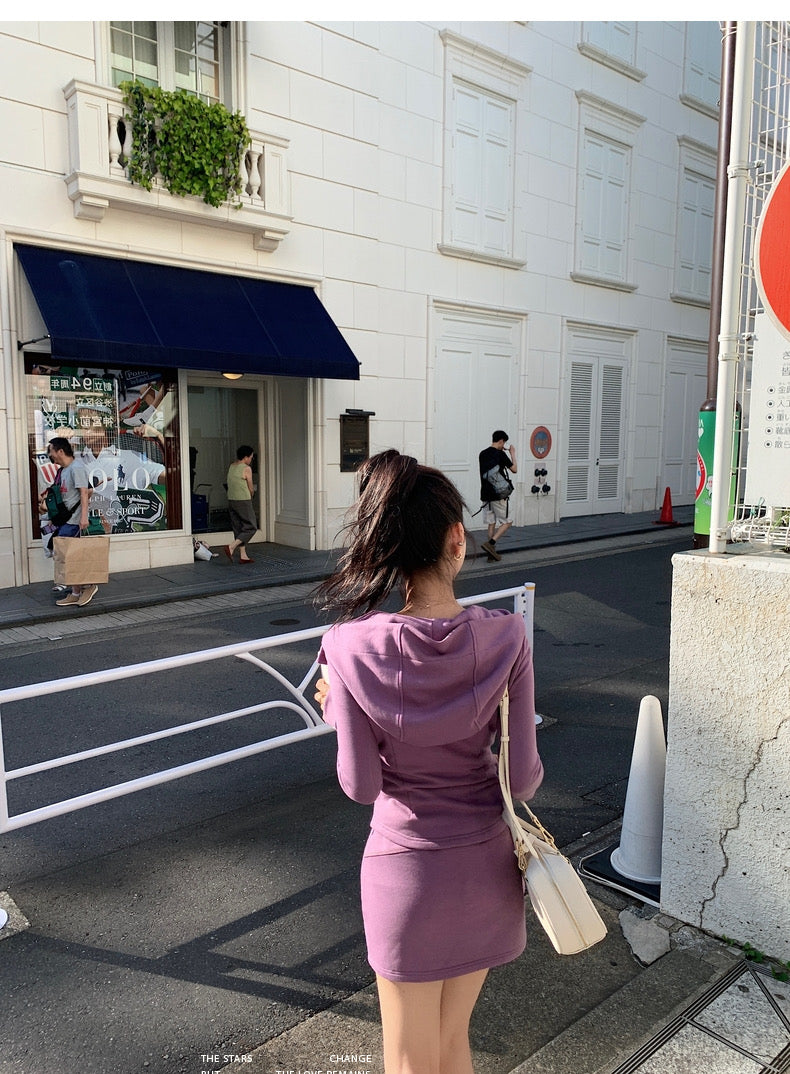 Sat. “Lulu Outfit輕氧套裝"立體修身剪裁空氣感休閒運動套裙裝 紫