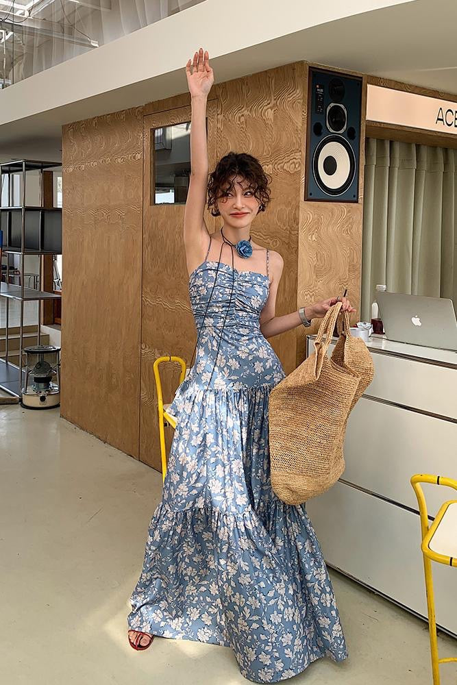 Sun. 美背後腰蝴蝶結度假長洋裝