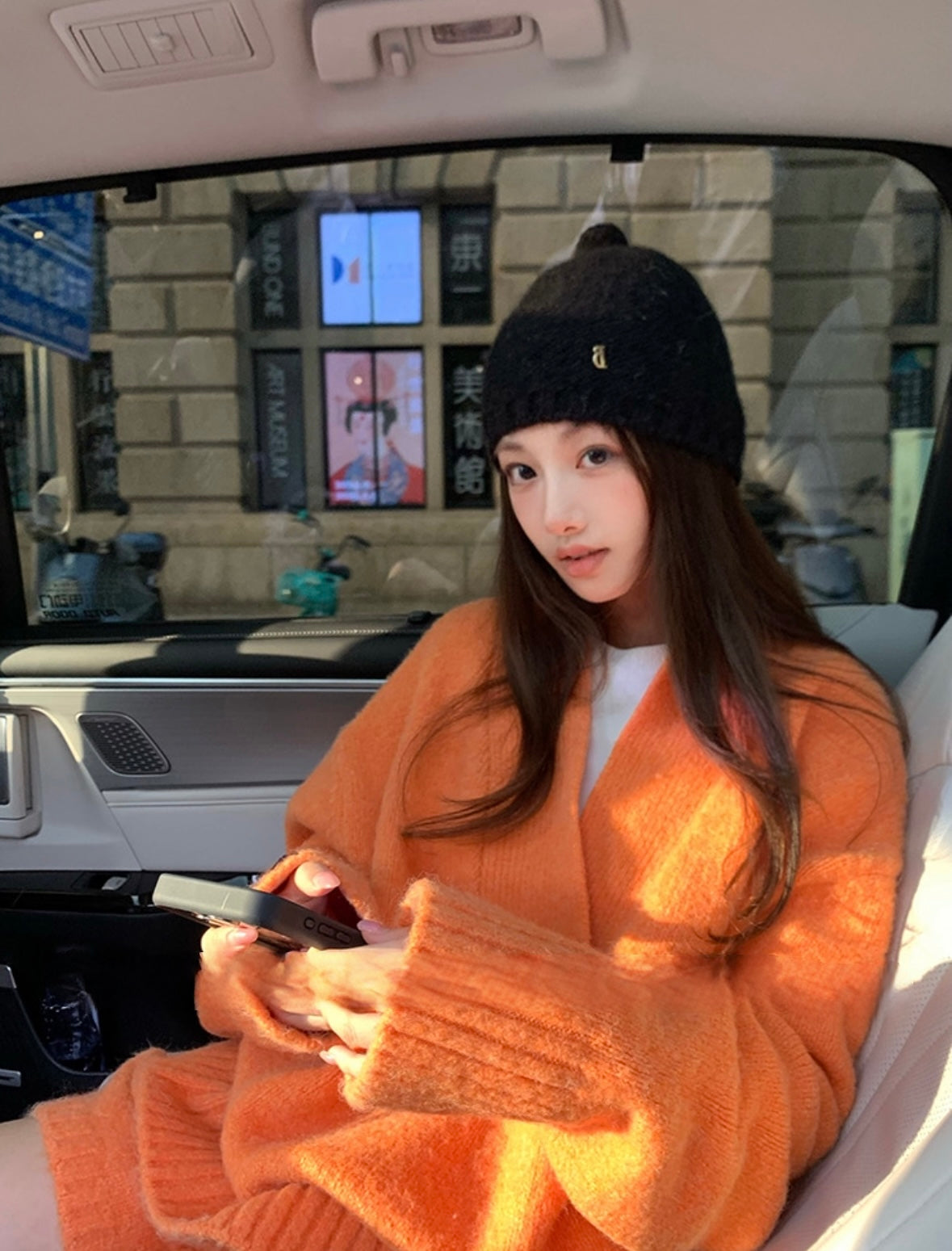 Sat. 鬆弛老錢 jennie同款羊毛大V領針織短褲套装 橘