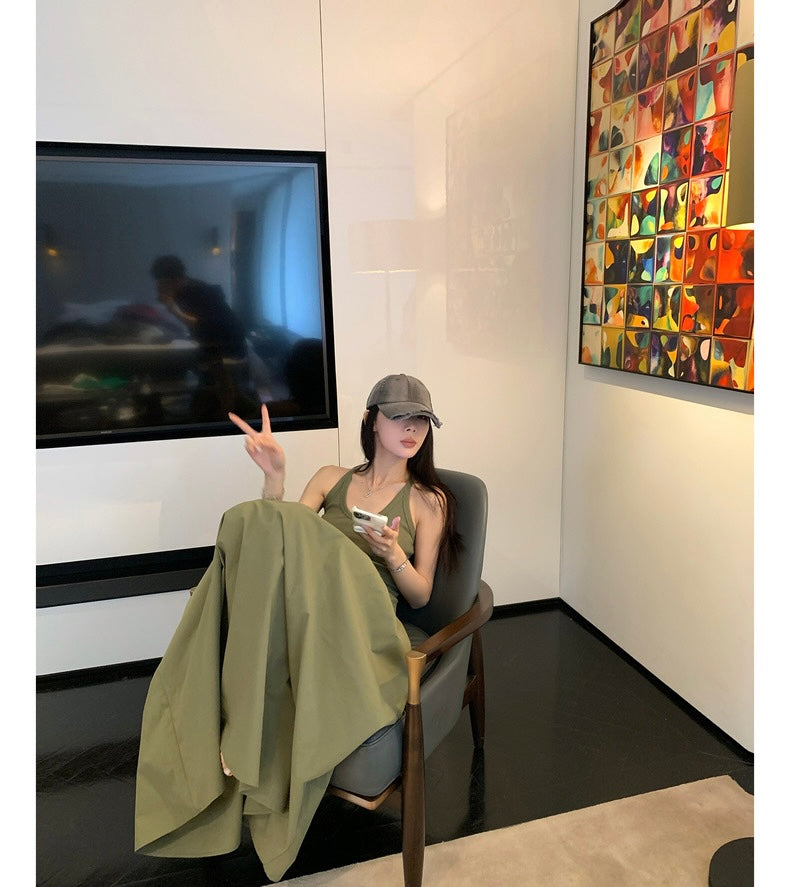 Sun. 法式蓬蓬設計感收腰修身連身裙 特製綠