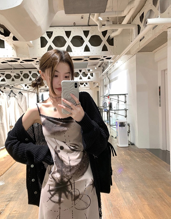 Sun. 黑巧杏仁 寬鬆慵懶縷空外套