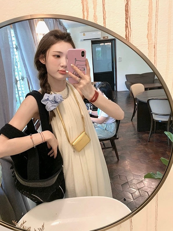 Sun. 氣質溫柔垂垂背心連身裙 米色