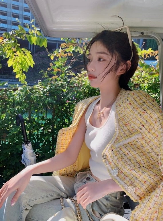 Mon. 粗繩高腰反折牛仔褲