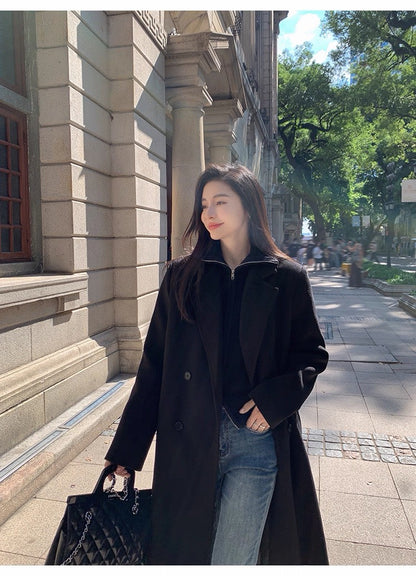 Mon. 基礎翻領雙拉鏈慵懶感毛衣 白/黑