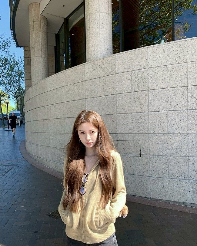 Fri. 韓系私服！多穿百搭H型連帽針織外套 灰/卡其