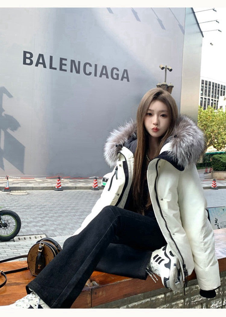 Tue. 軟chao大毛領吐司羽絨外套 白