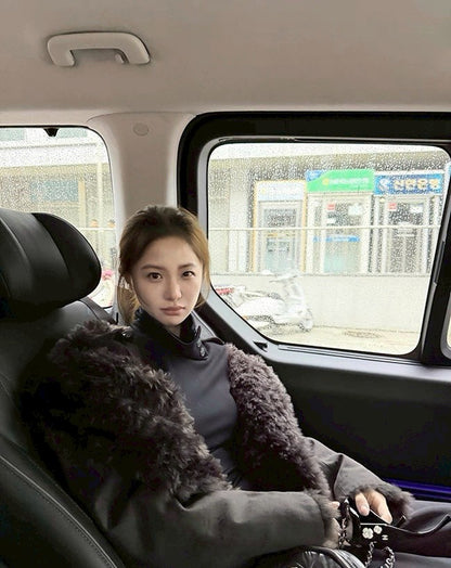 Mon. 時髦肩章高領打底針織衫 灰/黑