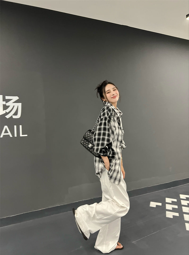 Tue. 不對稱格子襯衫