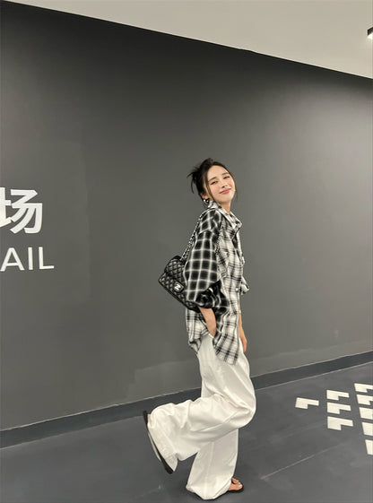 Tue. 不對稱格子襯衫