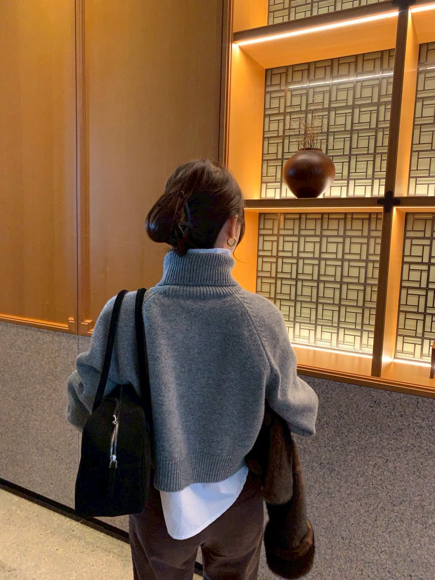 Fri. 高級感穿 高領針織毛衣（不含內搭）灰