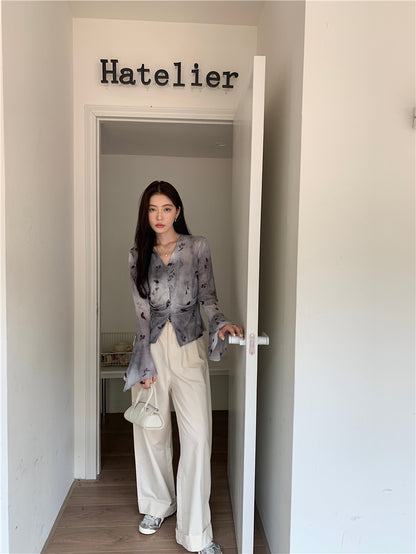 Tue. 復古千禧水墨印花上衣 2色