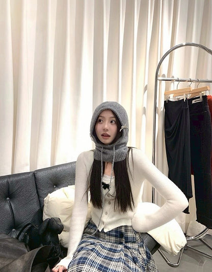 Fri. 可愛奈梨千金軟糯羊駝毛針織開衫 灰/杏