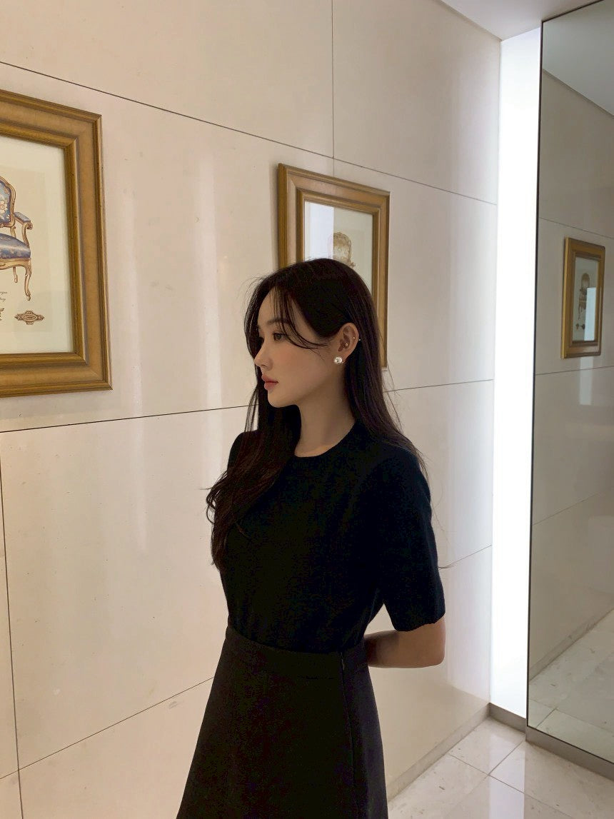 Mon. 童話書通勤百搭針織上衣外套2件組 紅/黑