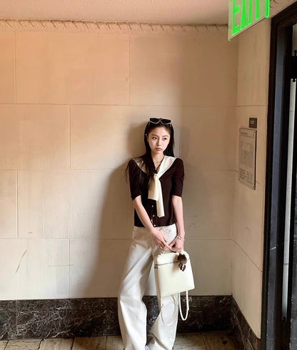 Mon. 百搭簡約美式直筒修身工裝褲 水泥白