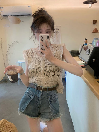 Sun. 度假編織縷空背心