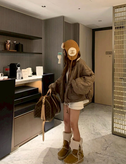 Mon. CORTIS韓團感休閒飛行保暖外套 軍綠/咖棕