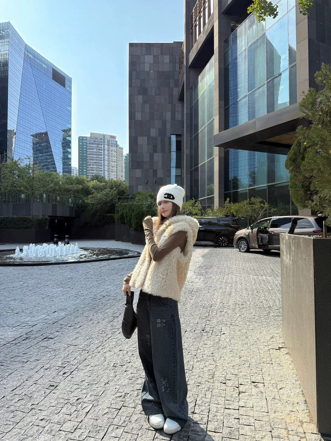 Fri. 高腰定染花貓鬚刷色闊腿褲