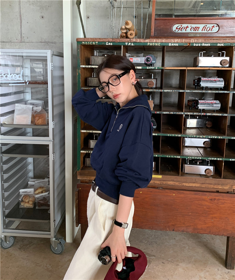 Wed. 復古美式 拉鍊翻領上衣