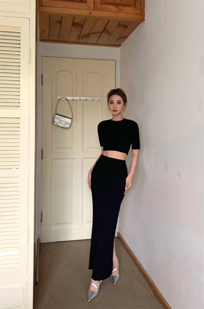 Thu. 挖背設計上衣 卡其/黑