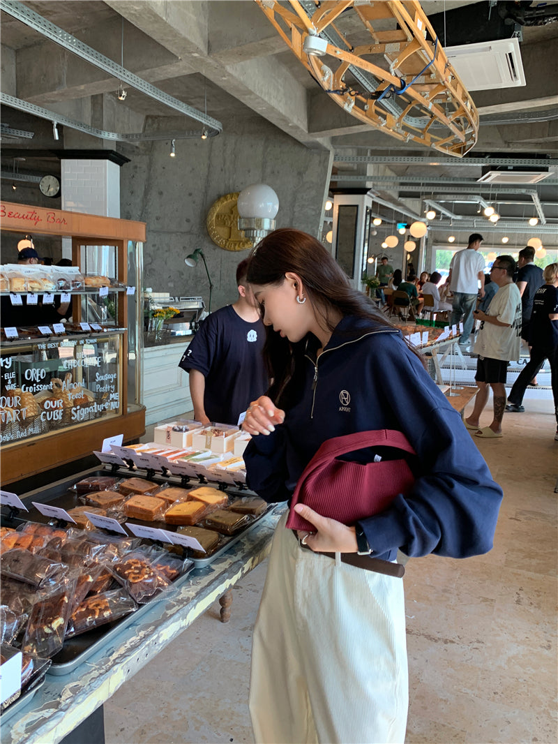 Wed. 復古美式 拉鍊翻領上衣