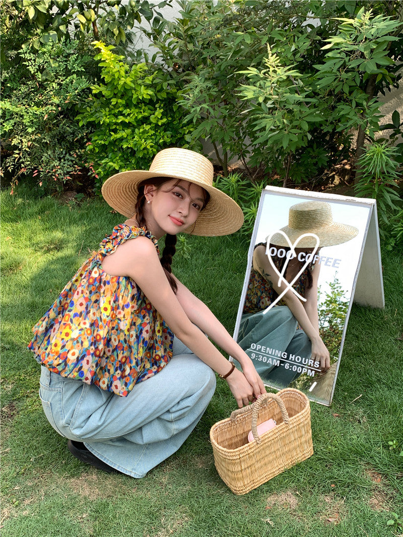 Thu. 油畫小碎花無袖上衣