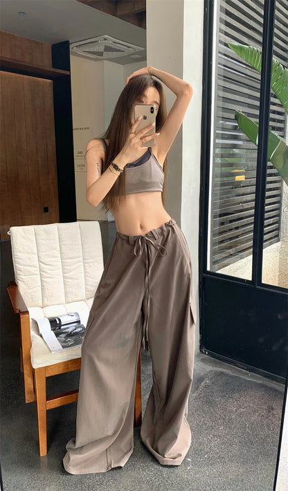 Thu. 撞色假兩件內搭背心 黑/咖